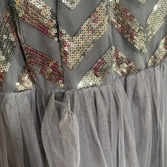 ASOS Grey Sequin Dress with Tulle Skirt - Picture 4 of 4